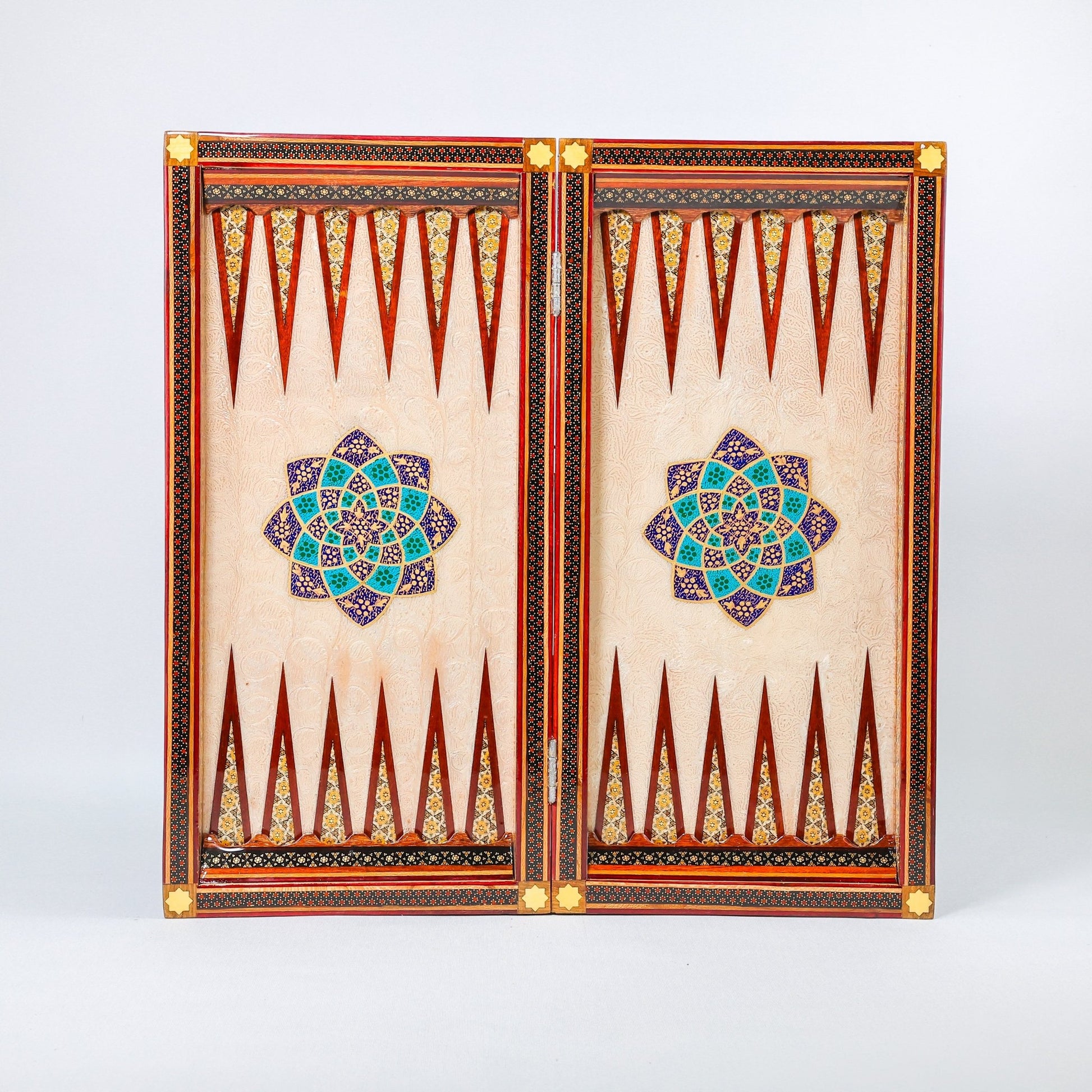 Backgammon & Chess Board - Size 50 - Premium Round Edge - Mother - of - Pearl with Tazhib Lid - 10 - Meraas Gallery