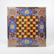 Backgammon & Chess Board - Size 50 - Premium Round Edge - Mother - of - Pearl with Tazhib Lid - 12 - Meraas Gallery