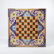 Backgammon & Chess Board - Size 50 - Premium Round Edge - Mother - of - Pearl with Tazhib Lid - 13 - Meraas Gallery