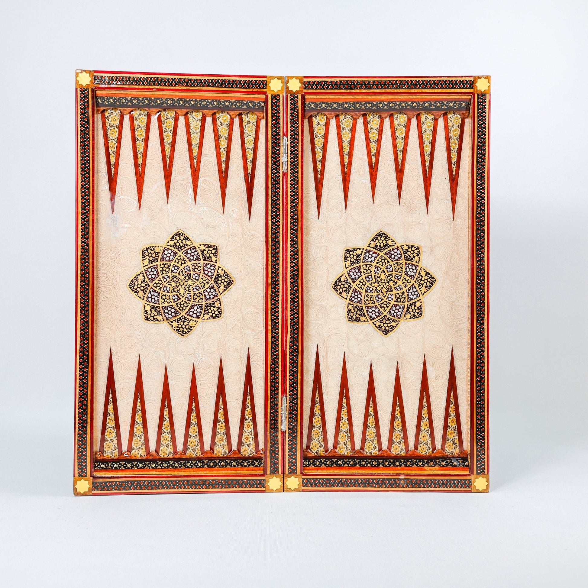 Backgammon & Chess Board - Size 50 - Premium Round Edge - Mother - of - Pearl with Tazhib Lid - 14 - Meraas Gallery