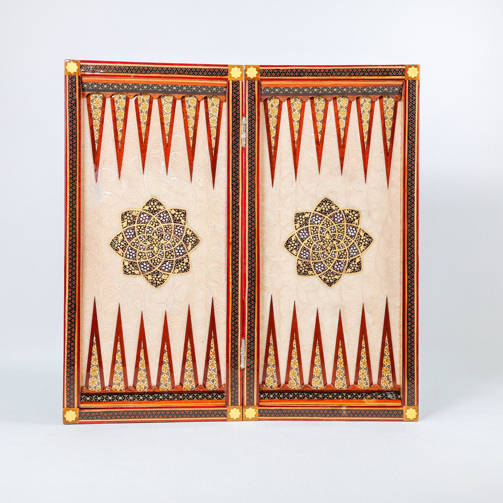 Backgammon & Chess Board - Size 50 - Premium Round Edge - Mother - of - Pearl with Tazhib Lid - 14 - Meraas Gallery