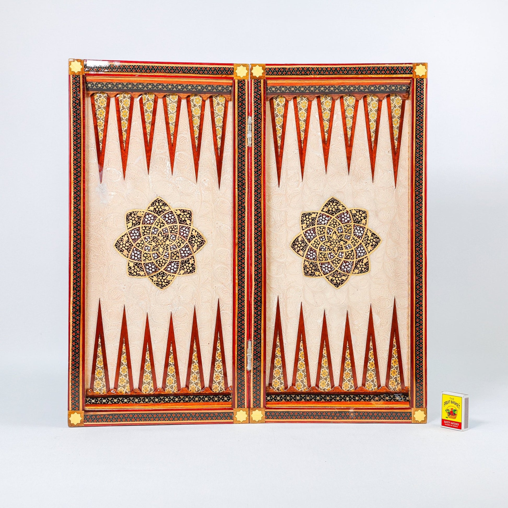Backgammon & Chess Board - Size 50 - Premium Round Edge - Mother - of - Pearl with Tazhib Lid - 14 - Meraas Gallery