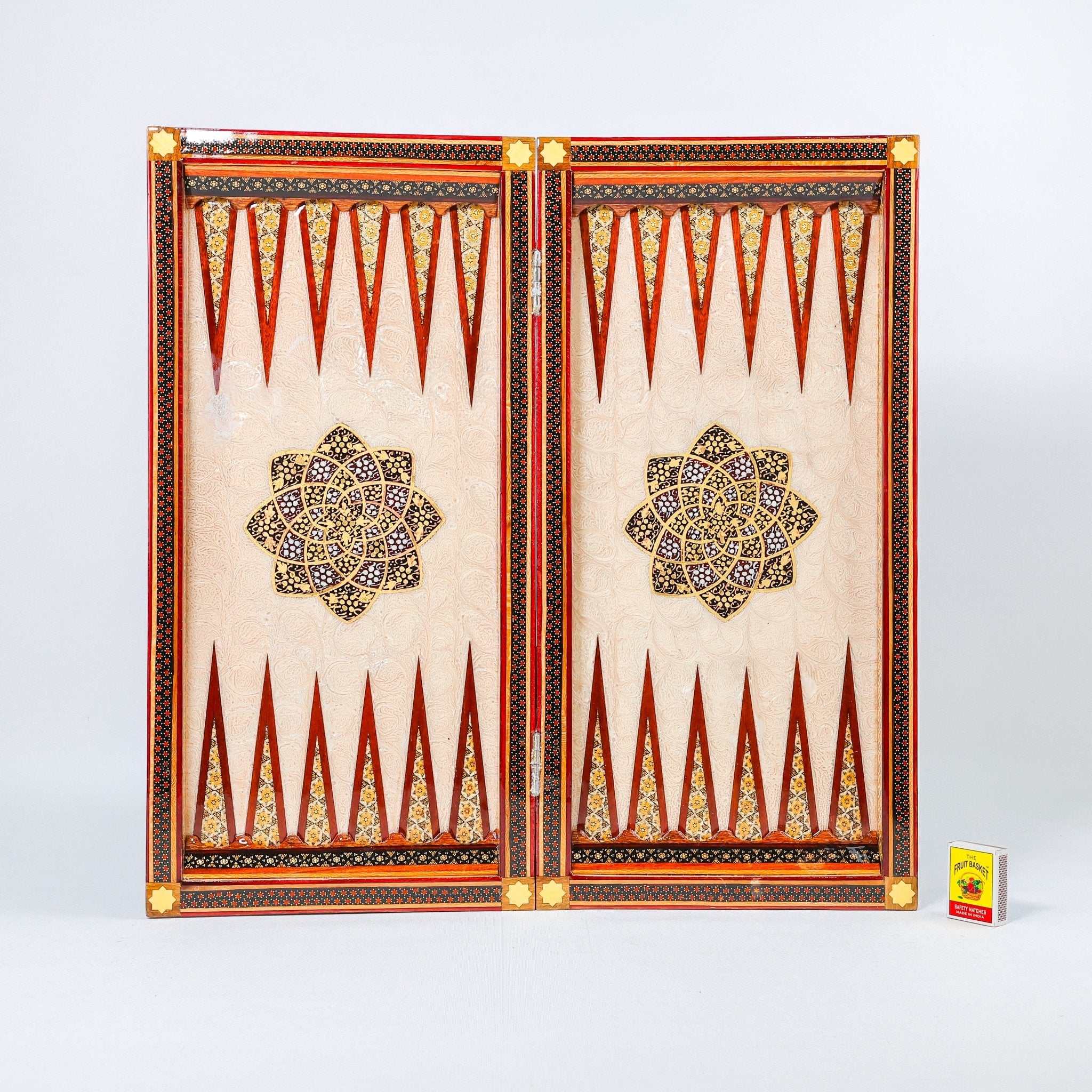 Backgammon & Chess Board - Size 50 - Premium Round Edge - Mother - of - Pearl with Tazhib Lid - 14 - Meraas Gallery