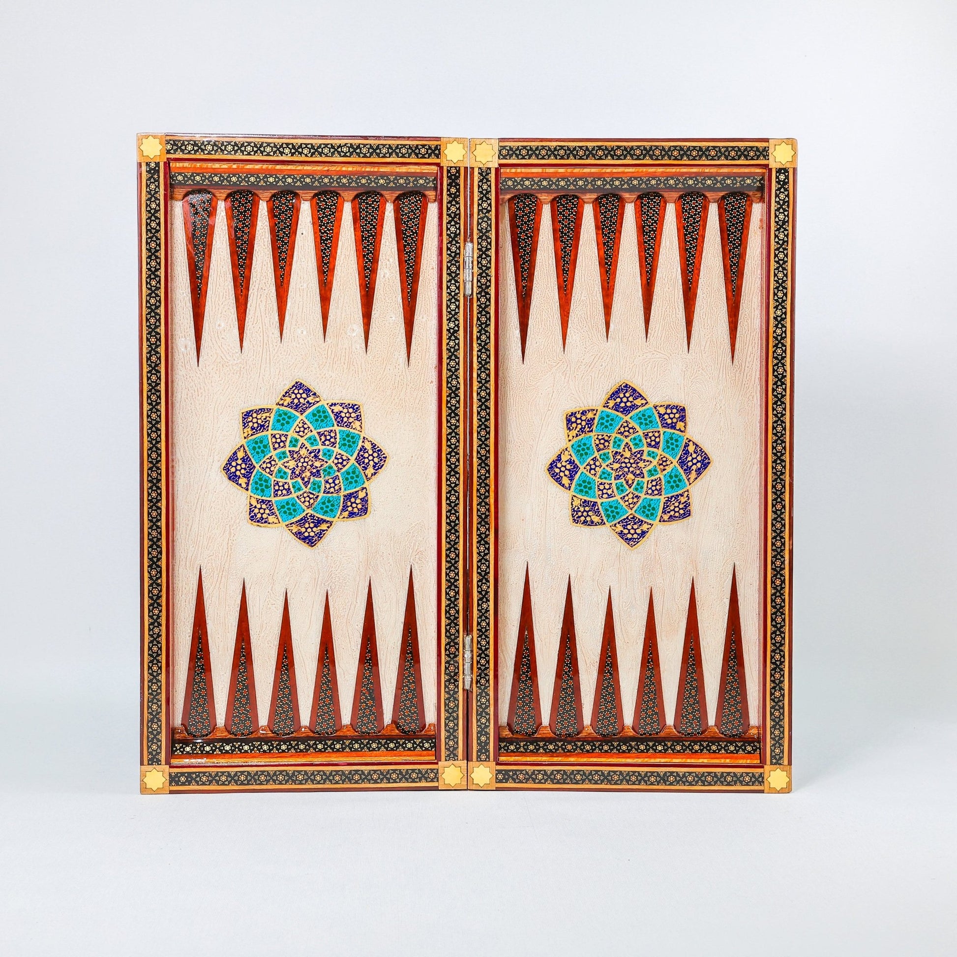Backgammon & Chess Board - Size 50 - Premium Round Edge - Mother - of - Pearl with Tazhib Lid - 15 - Meraas Gallery