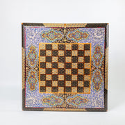 Backgammon & Chess Board - Size 50 - Premium Round Edge - Mother - of - Pearl with Tazhib Lid - 19 - Meraas Gallery