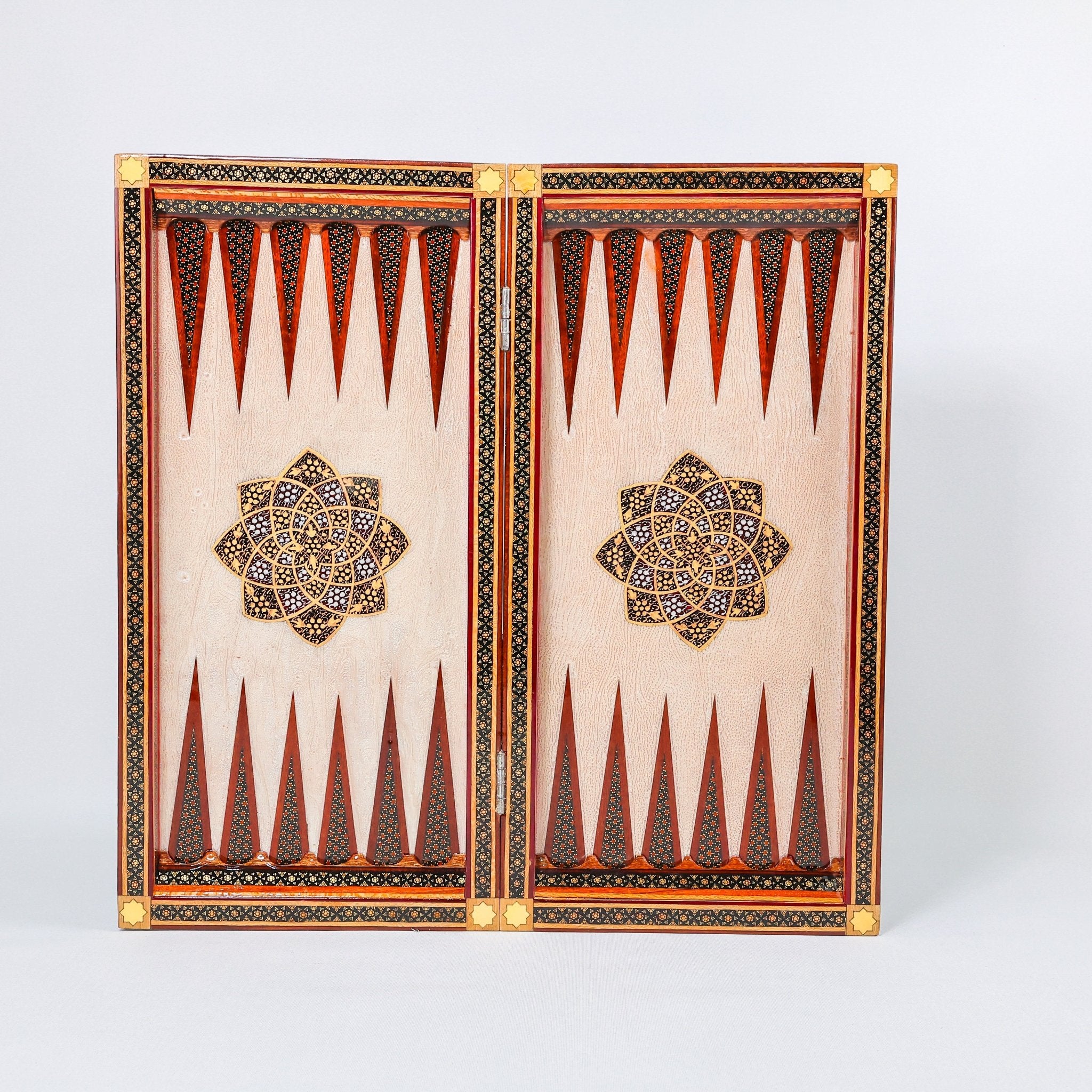 Backgammon & Chess Board - Size 50 - Premium Round Edge - Mother - of - Pearl with Tazhib Lid - 21 - Meraas Gallery