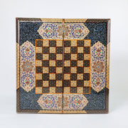 Backgammon & Chess Board - Size 50 - Premium Round Edge - Mother - of - Pearl with Tazhib Lid - 23 - Meraas Gallery