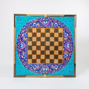 Backgammon & Chess Board - Size 50 - Premium Round Edge - Mother - of - Pearl with Tazhib Lid - 24 - Meraas Gallery