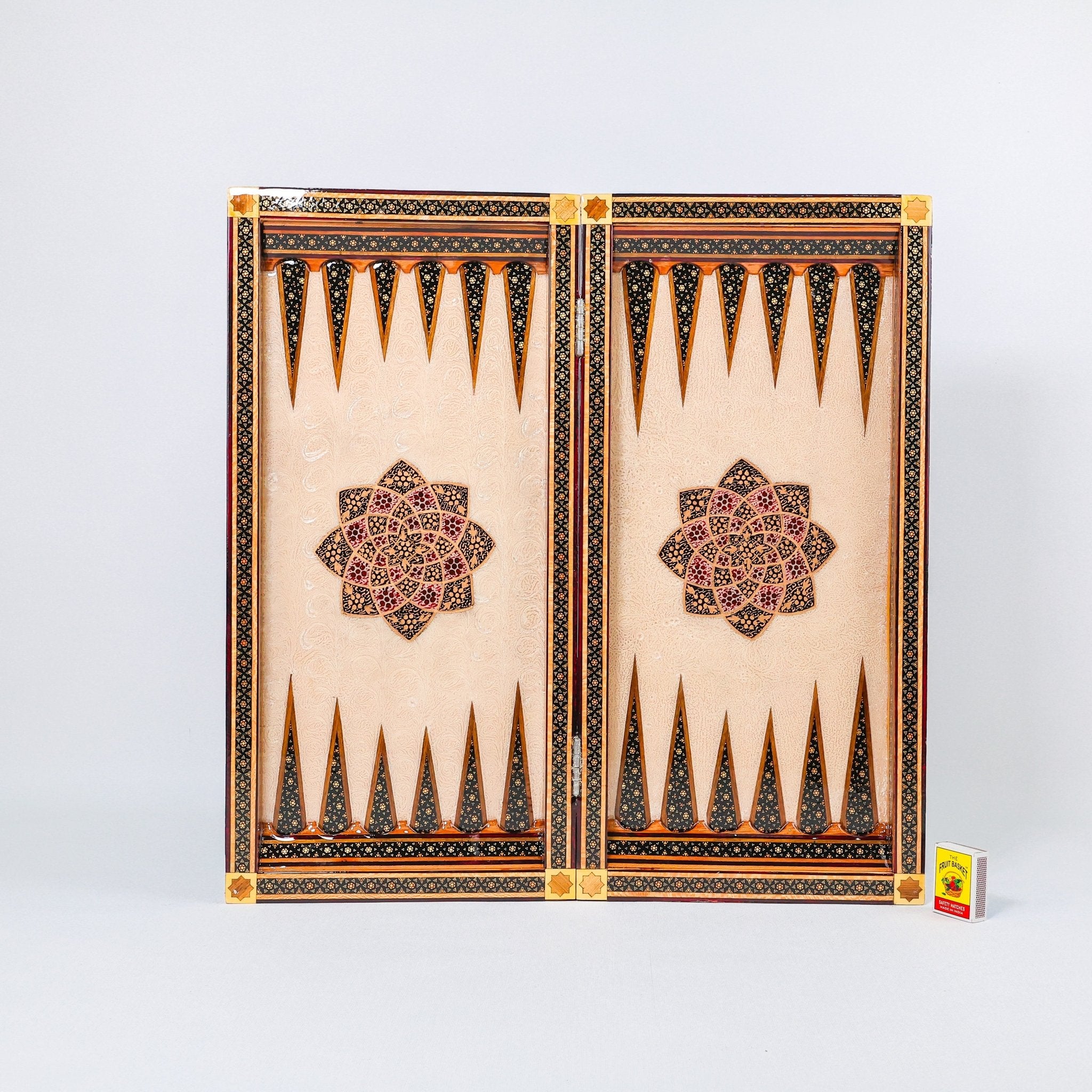 Backgammon & Chess Board - Size 50 - Premium Round Edge - Mother - of - Pearl with Tazhib Lid - 25 - Meraas Gallery