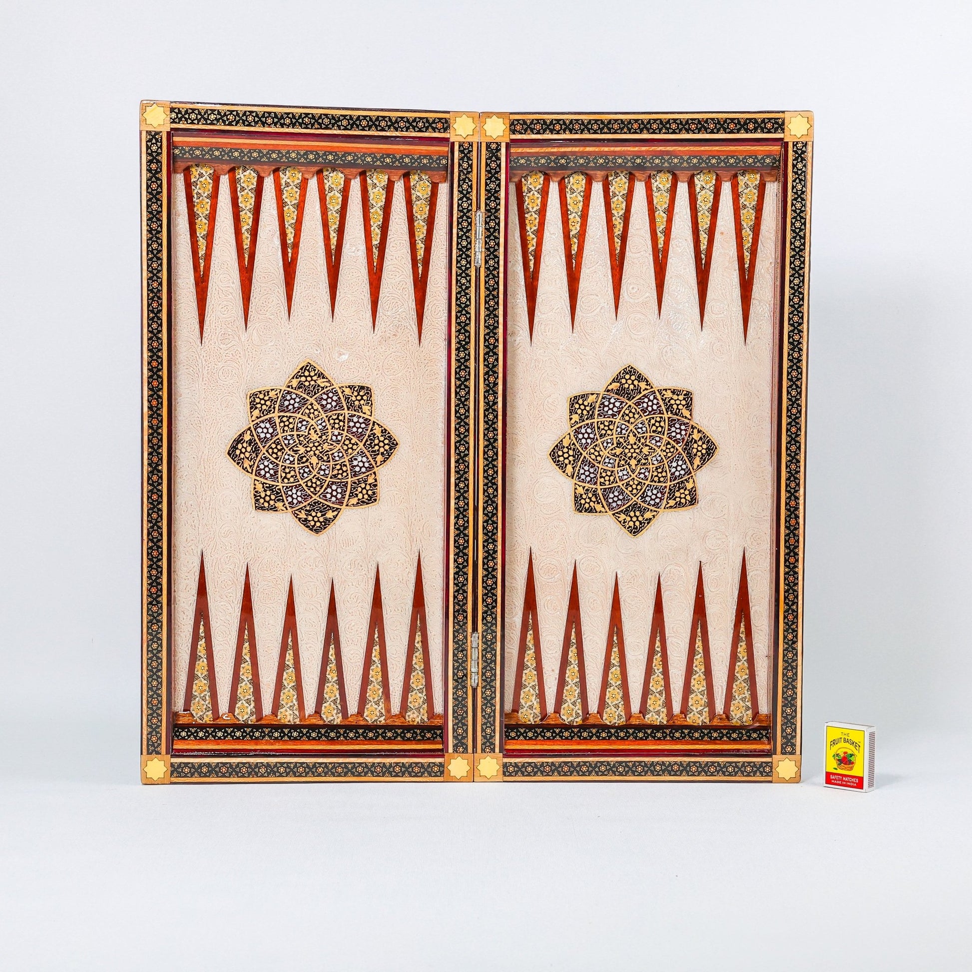 Backgammon & Chess Board - Size 50 - Premium Round Edge - Mother - of - Pearl with Tazhib Lid - 26 - Meraas Gallery