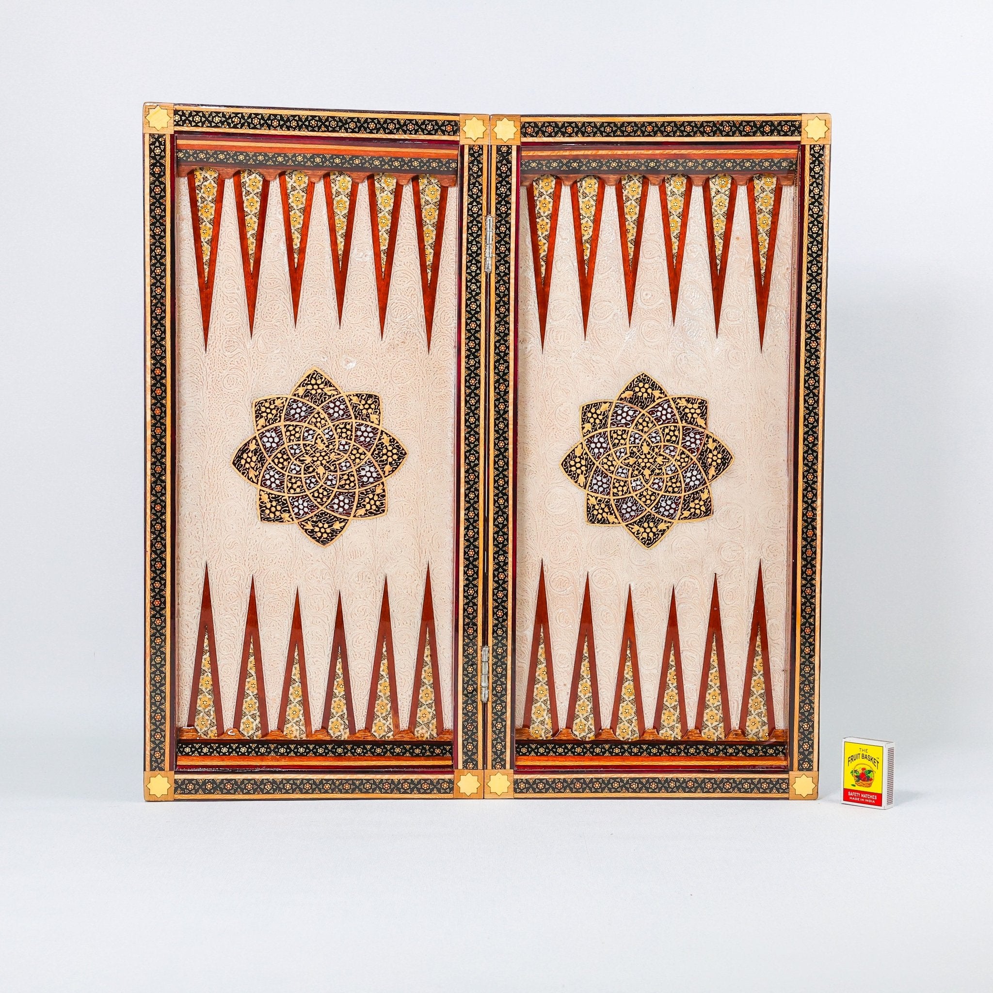 Backgammon & Chess Board - Size 50 - Premium Round Edge - Mother - of - Pearl with Tazhib Lid - 26 - Meraas Gallery