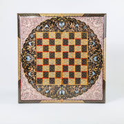 Backgammon & Chess Board - Size 50 - Premium Round Edge - Mother - of - Pearl with Tazhib Lid - 26 - Meraas Gallery