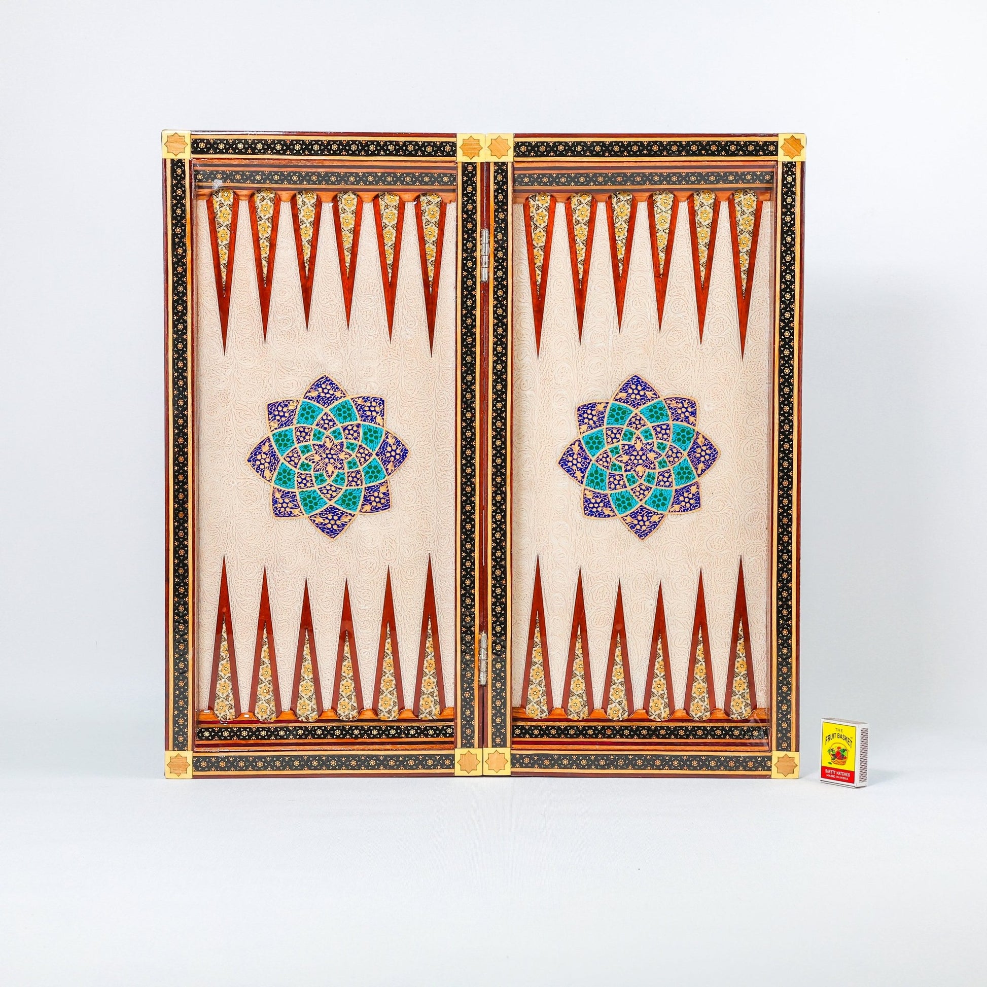 Backgammon & Chess Board - Size 50 - Premium Round Edge - Mother - of - Pearl with Tazhib Lid - 27 - Meraas Gallery