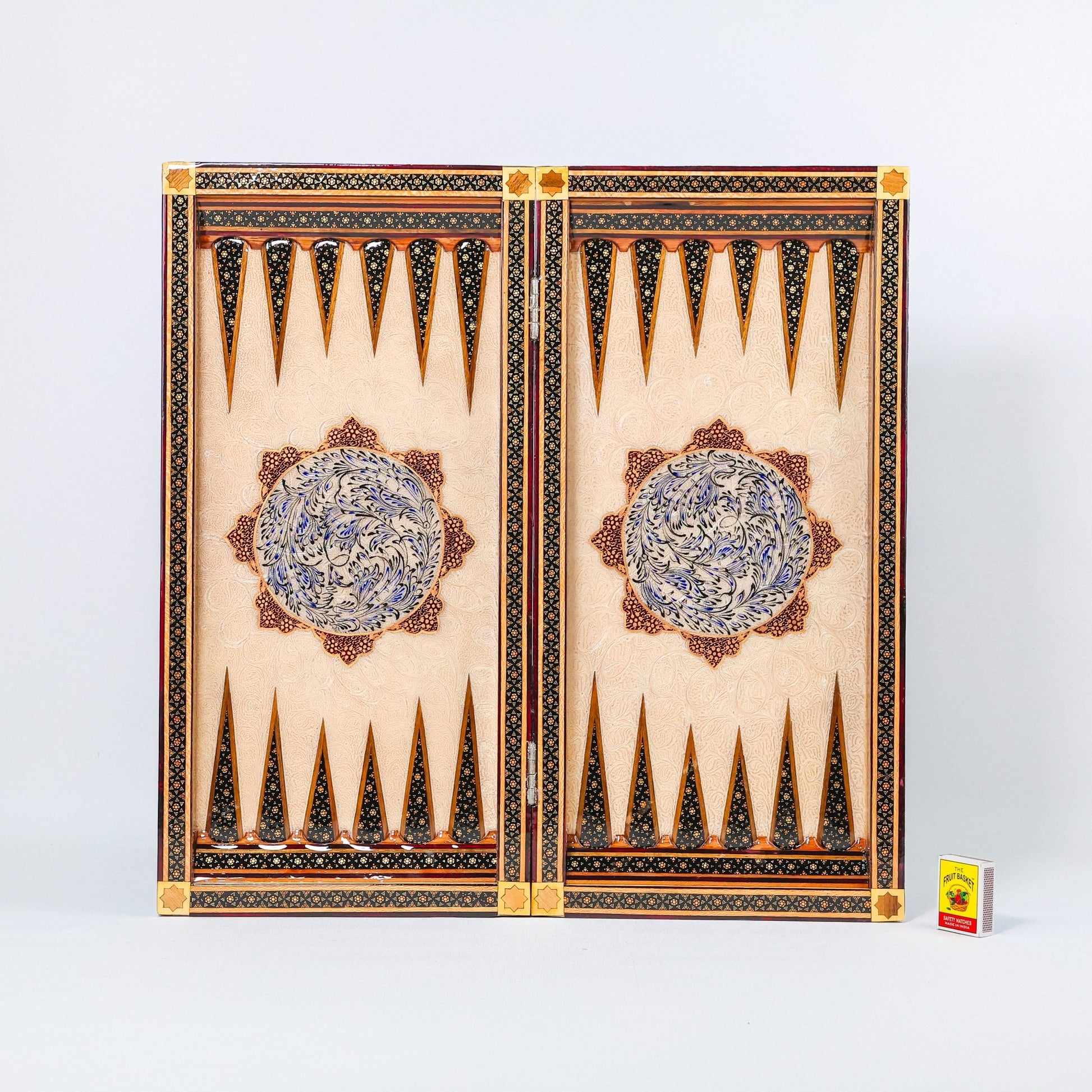 Backgammon & Chess Board - Size 50 - Premium Round Edge - Mother - of - Pearl with Tazhib Lid - 28 - Meraas Gallery