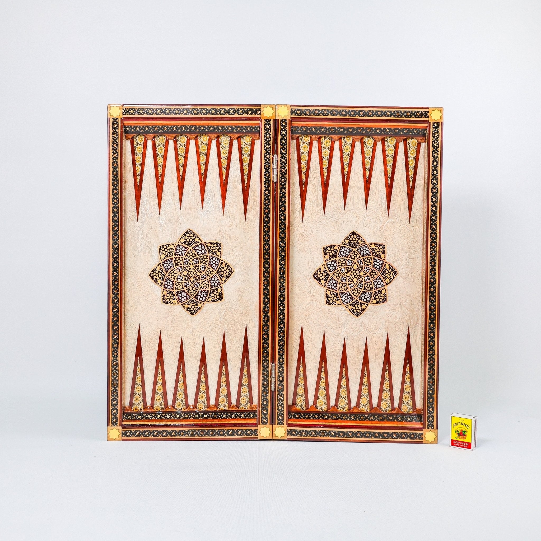 Backgammon & Chess Board - Size 50 - Premium Round Edge - Mother - of - Pearl with Tazhib Lid - 29 - Meraas Gallery