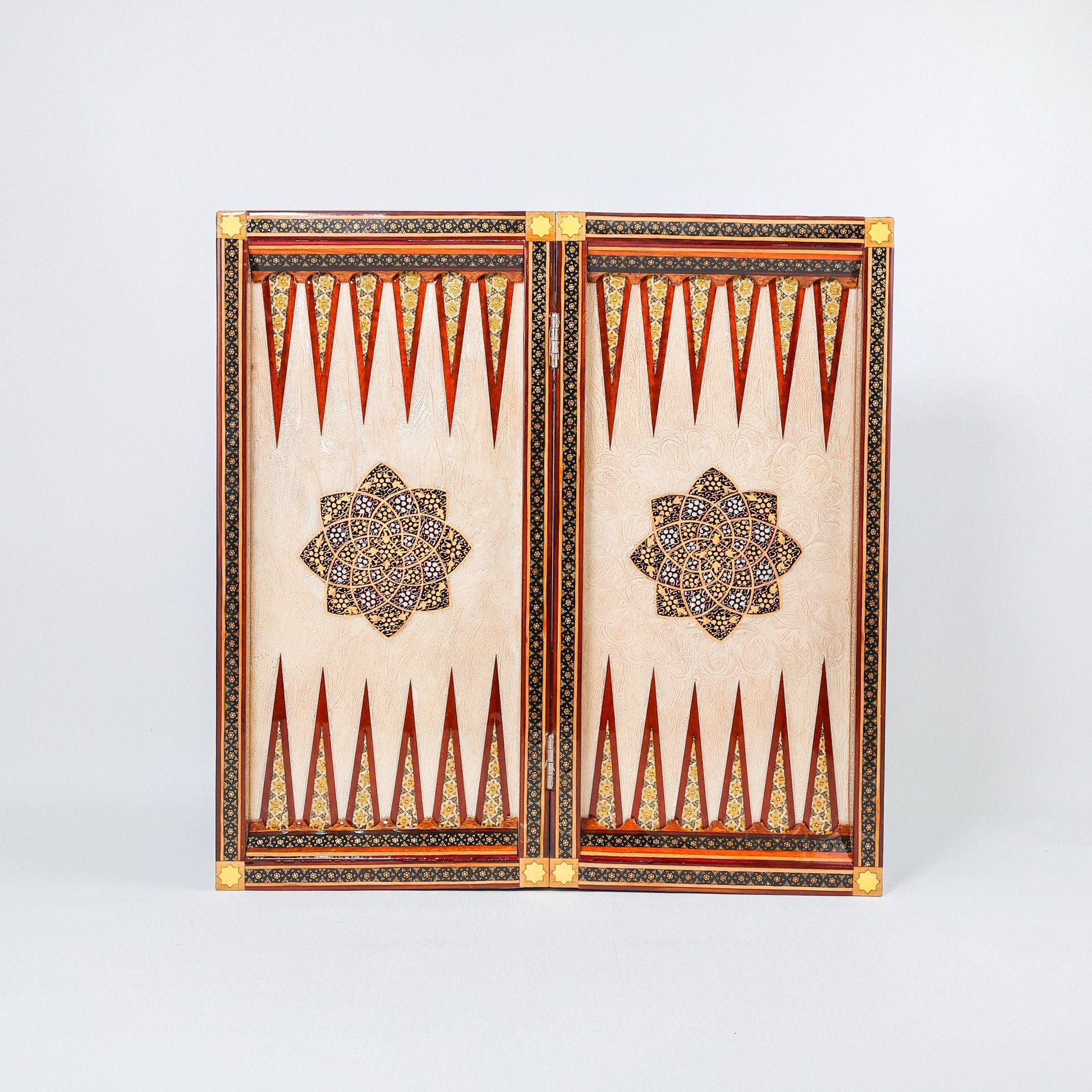 Backgammon & Chess Board - Size 50 - Premium Round Edge - Mother - of - Pearl with Tazhib Lid - 29 - Meraas Gallery