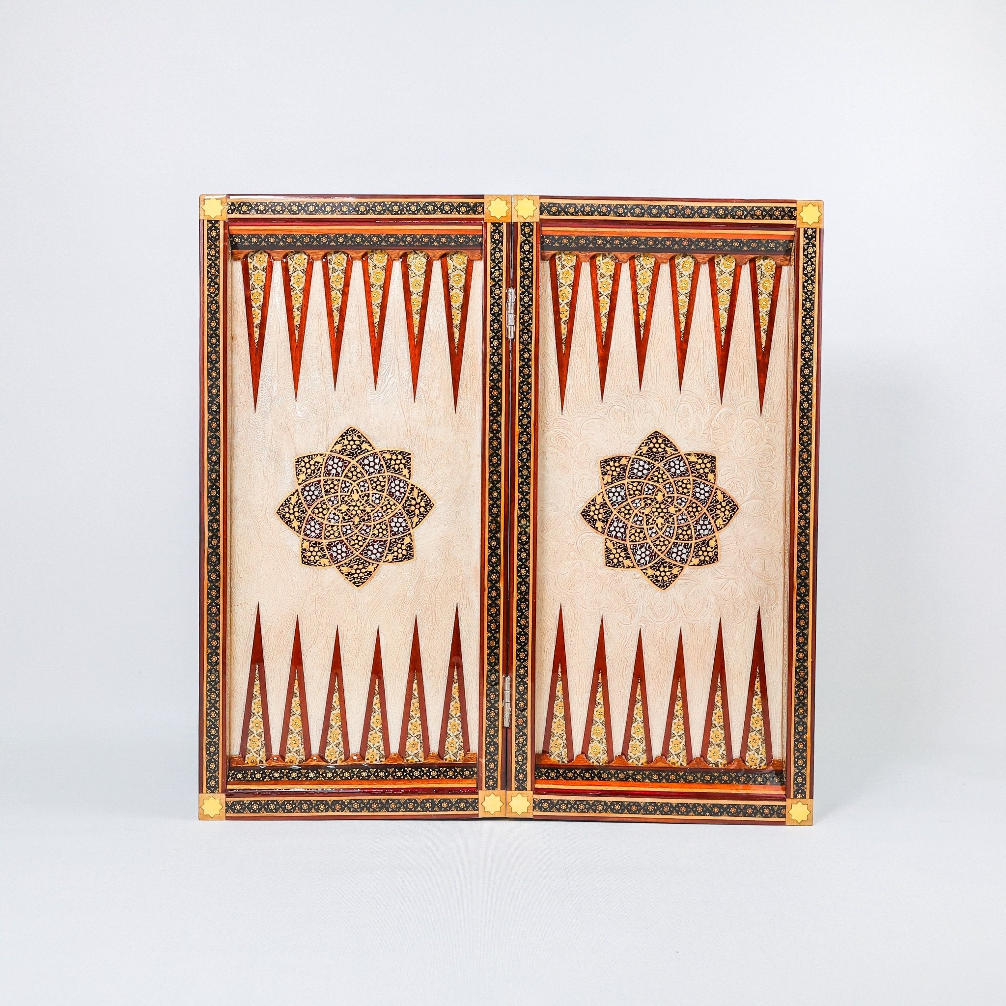 Backgammon & Chess Board - Size 50 - Premium Round Edge - Mother - of - Pearl with Tazhib Lid - 29 - Meraas Gallery
