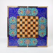Backgammon & Chess Board - Size 50 - Premium Round Edge - Mother - of - Pearl with Tazhib Lid - 30 - Meraas Gallery