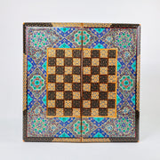 Backgammon & Chess Board - Size 50 - Premium Round Edge - Mother - of - Pearl with Tazhib Lid - 31 - Meraas Gallery