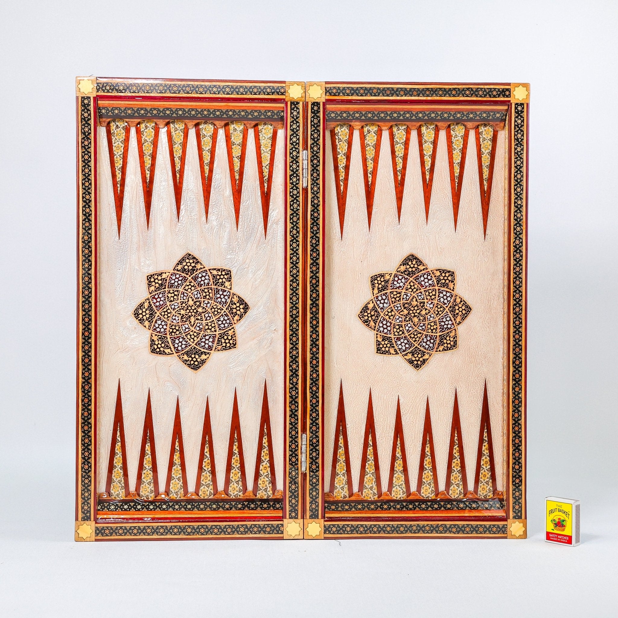 Backgammon & Chess Board - Size 50 - Premium Round Edge - Mother - of - Pearl with Tazhib Lid - 32 - Meraas Gallery