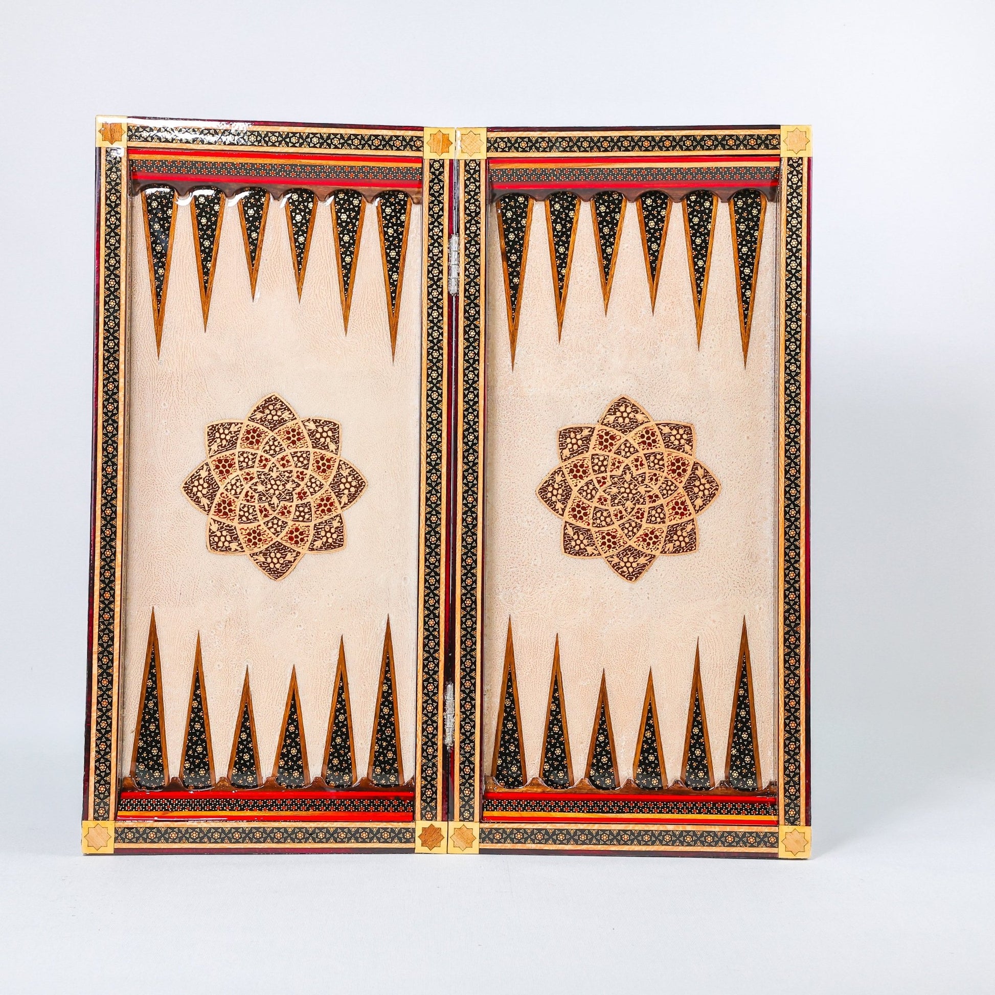 Backgammon & Chess Board - Size 50 - Premium Round Edge - Mother - of - Pearl with Tazhib Lid - 34 - Meraas Gallery