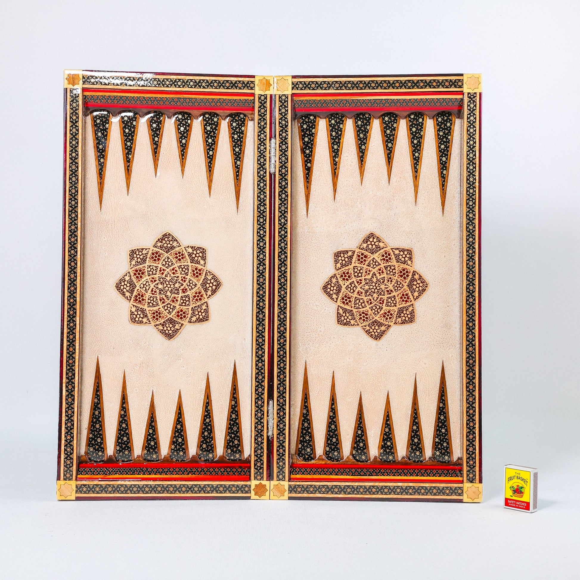 Backgammon & Chess Board - Size 50 - Premium Round Edge - Mother - of - Pearl with Tazhib Lid - 34 - Meraas Gallery