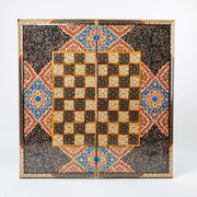 Backgammon & Chess Board - Size 50 - Premium Round Edge - Mother - of - Pearl with Tazhib Lid - 34 - Meraas Gallery