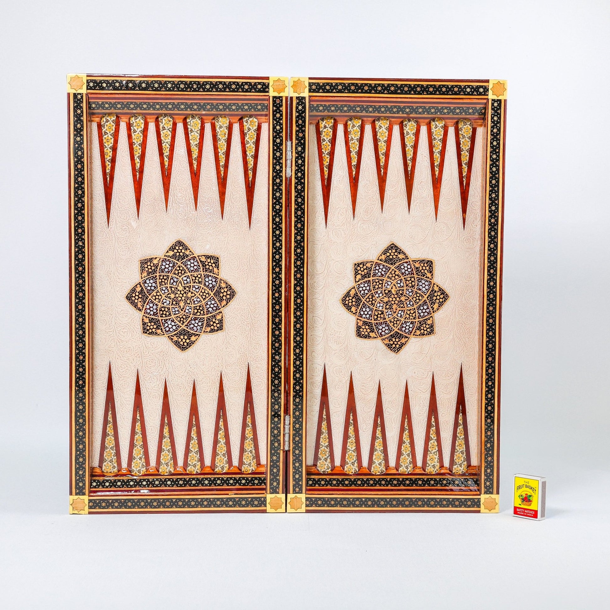 Backgammon & Chess Board - Size 50 - Premium Round Edge - Mother - of - Pearl with Tazhib Lid - 35 - Meraas Gallery