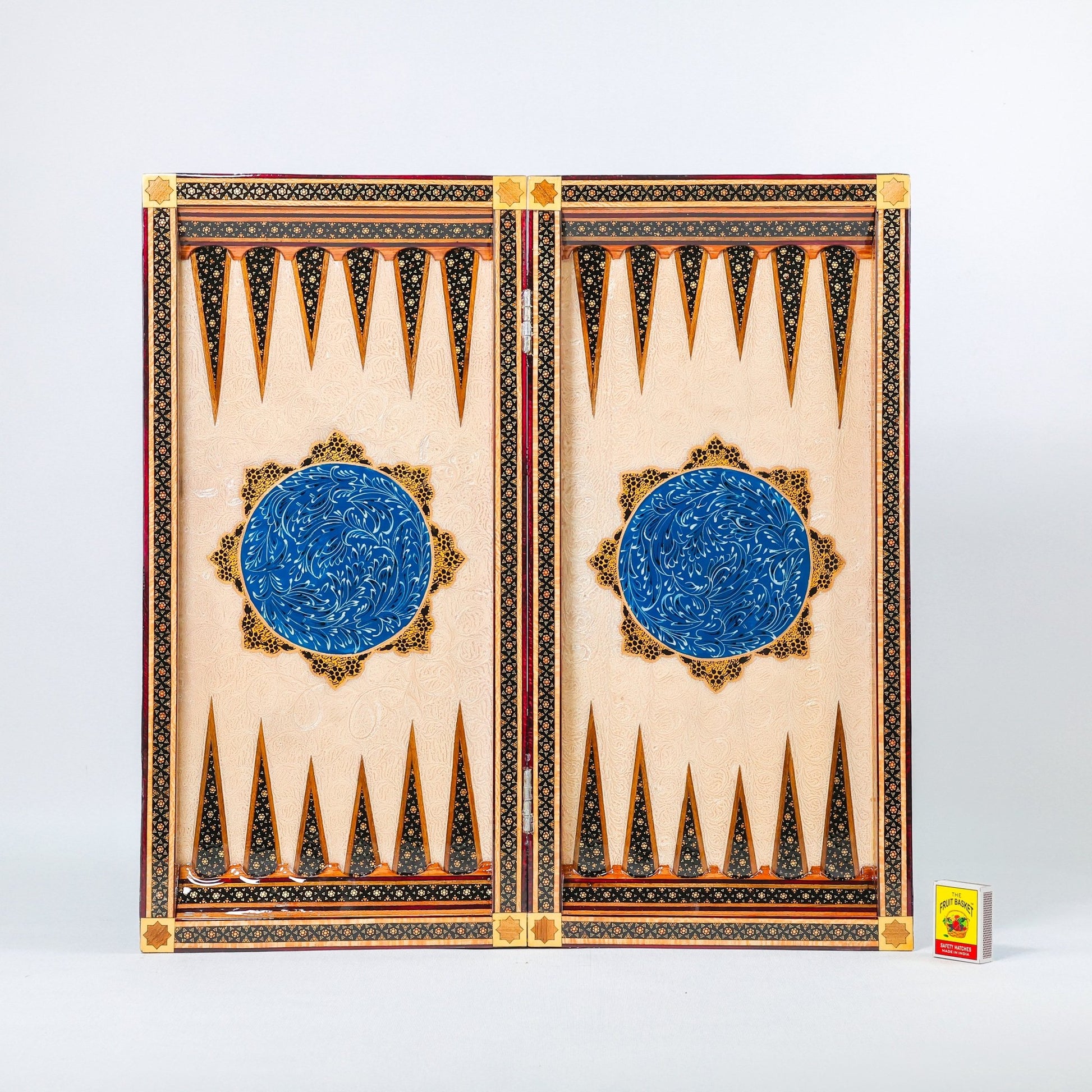 Backgammon & Chess Board - Size 50 - Premium Round Edge - Mother - of - Pearl with Tazhib Lid - 36 - Meraas Gallery