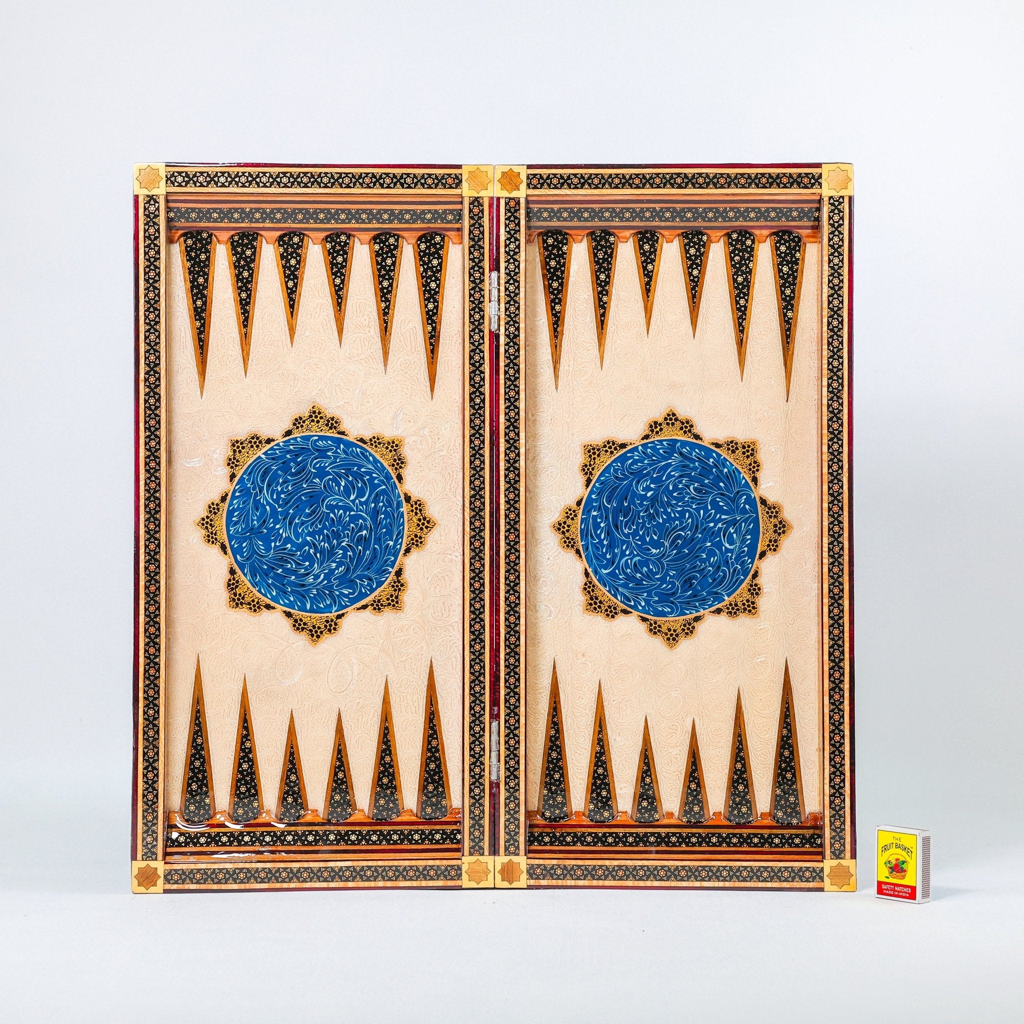 Backgammon & Chess Board - Size 50 - Premium Round Edge - Mother - of - Pearl with Tazhib Lid - 36 - Meraas Gallery