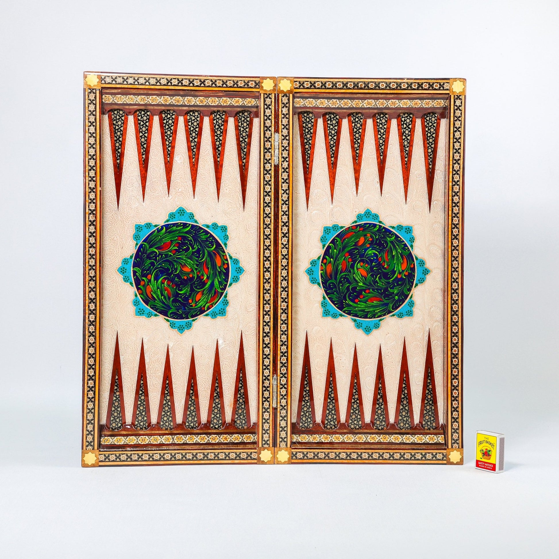 Backgammon & Chess Board - Size 50 - Premium Round Edge - Mother - of - Pearl with Tazhib Lid - 37 - Meraas Gallery