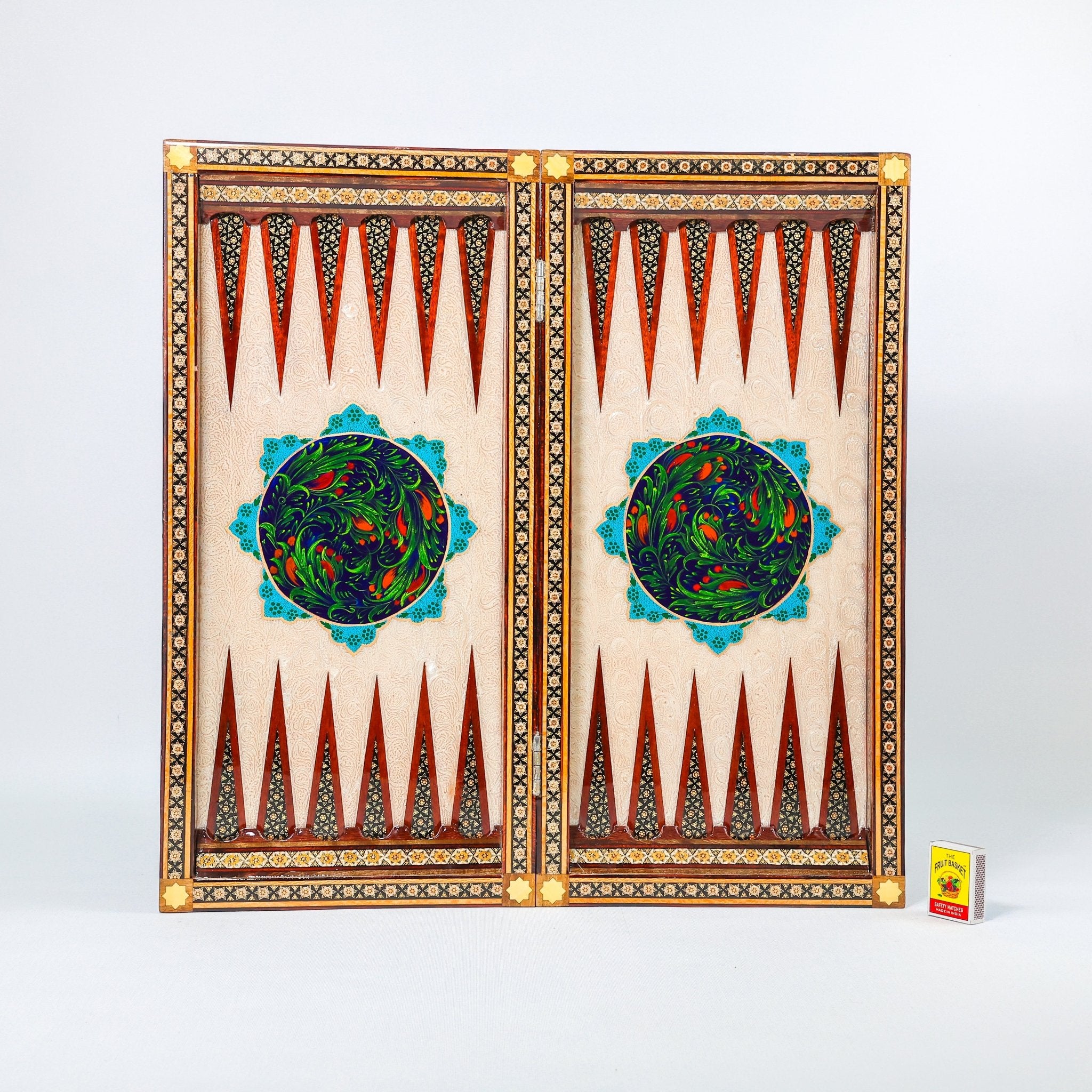 Backgammon & Chess Board - Size 50 - Premium Round Edge - Mother - of - Pearl with Tazhib Lid - 37 - Meraas Gallery