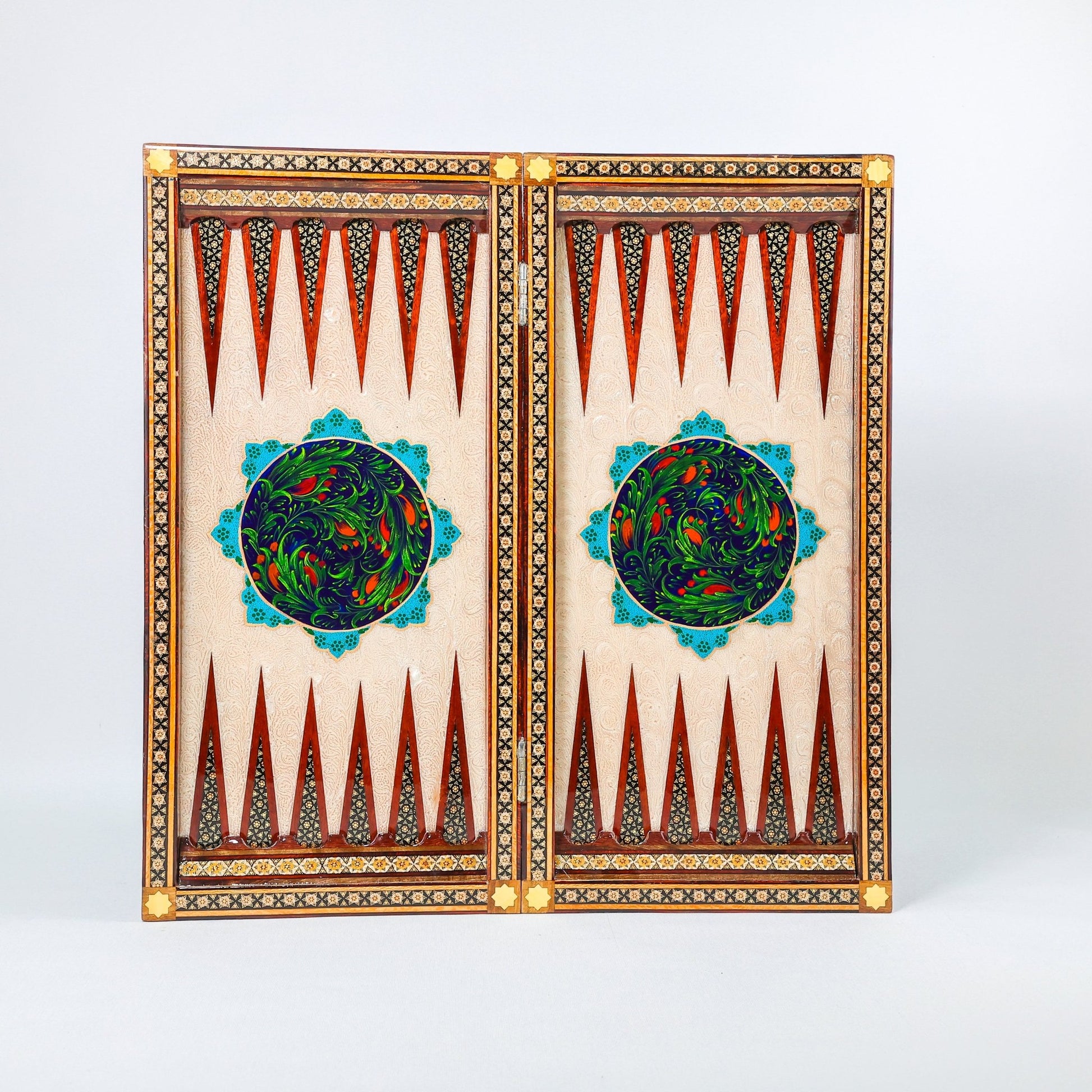 Backgammon & Chess Board - Size 50 - Premium Round Edge - Mother - of - Pearl with Tazhib Lid - 37 - Meraas Gallery