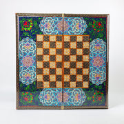 Backgammon & Chess Board - Size 50 - Premium Round Edge - Mother - of - Pearl with Tazhib Lid - 37 - Meraas Gallery