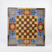Backgammon & Chess Board - Size 50 - Premium Round Edge - Mother - of - Pearl with Tazhib Lid - 38 - Meraas Gallery