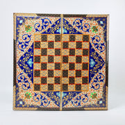 Backgammon & Chess Board - Size 50 - Premium Round Edge - Mother - of - Pearl with Tazhib Lid - 39 - Meraas Gallery
