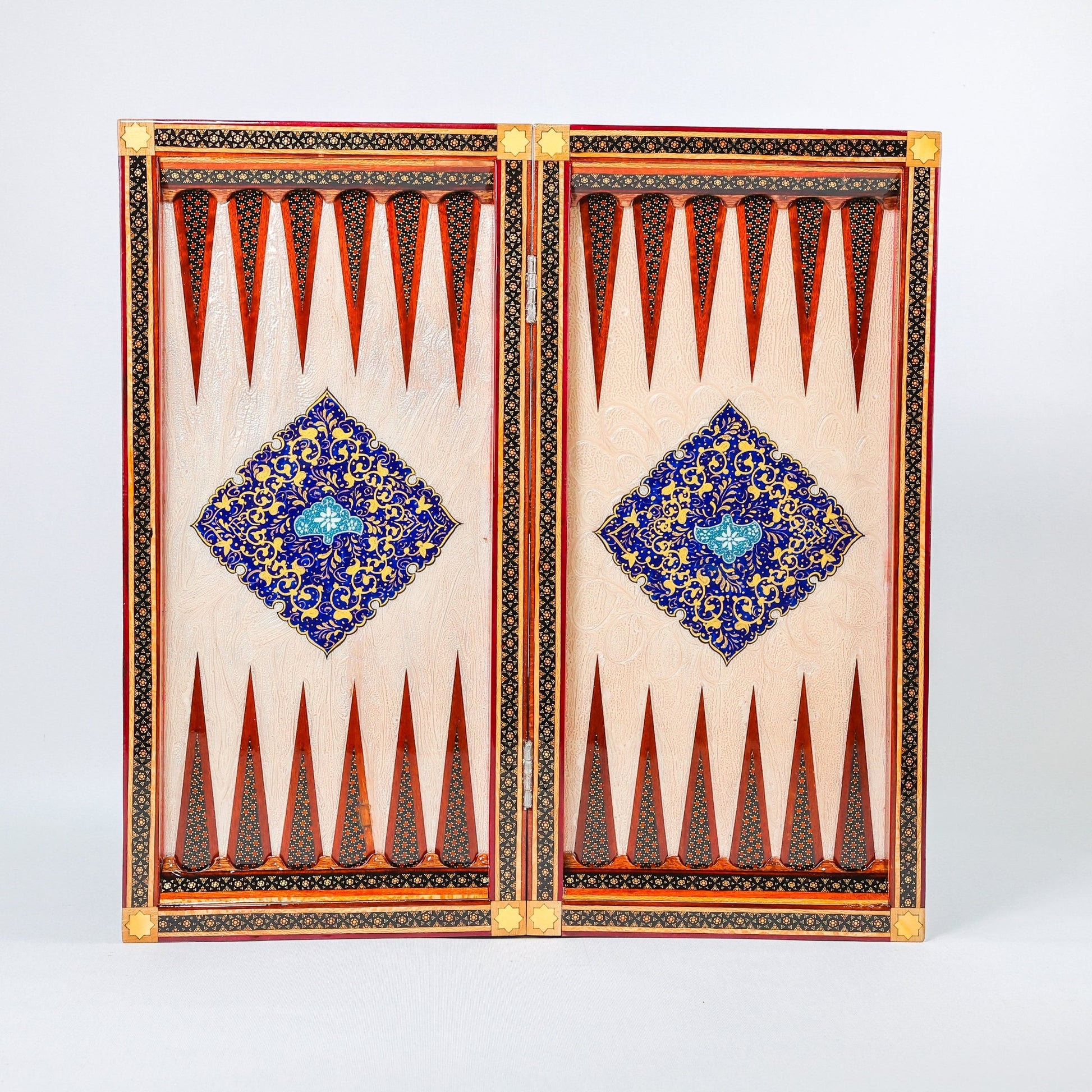 Backgammon & Chess Board - Size 50 - Premium Round Edge - Mother - of - Pearl with Tazhib Lid - 39 - Meraas Gallery