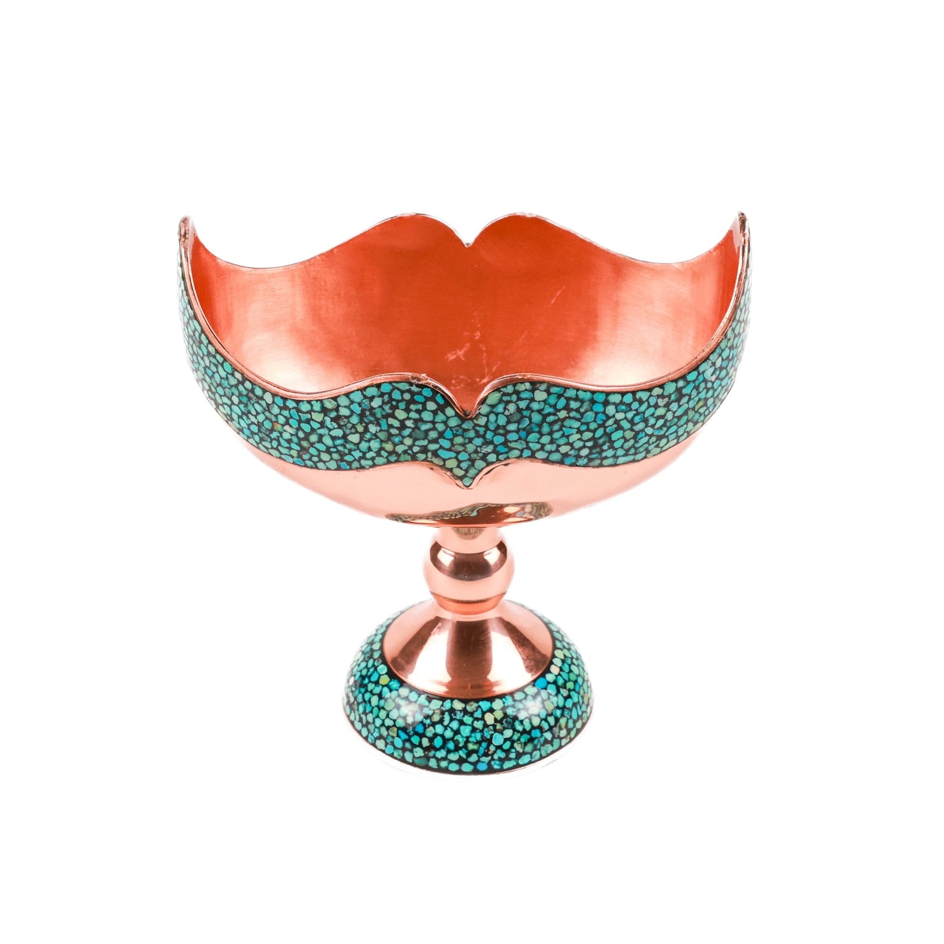 Keshkool Bowl - Size 1 - Engraved - Turquoise Inlay - Meraas Gallery