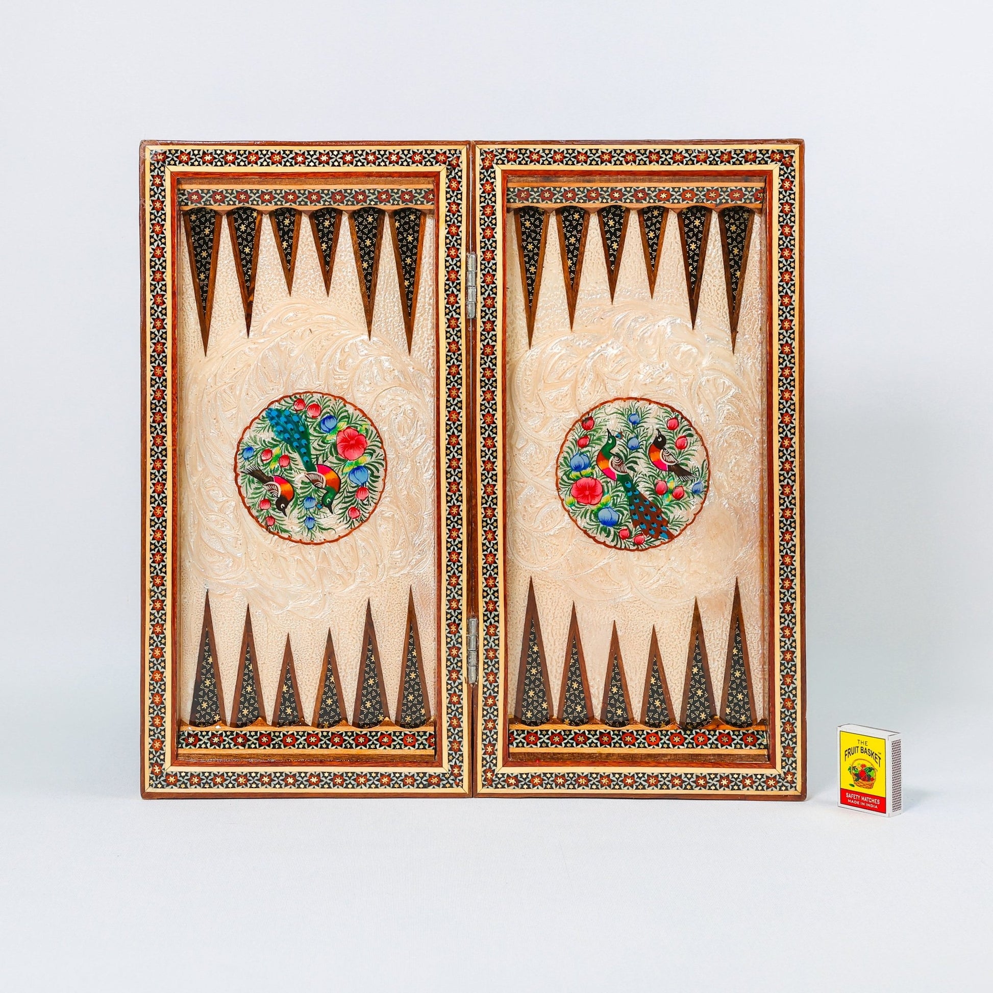 Backgammon & Chess Board - Size 40 - Flower & Bird Design - Khatam Interior - 07 - Meraas Gallery