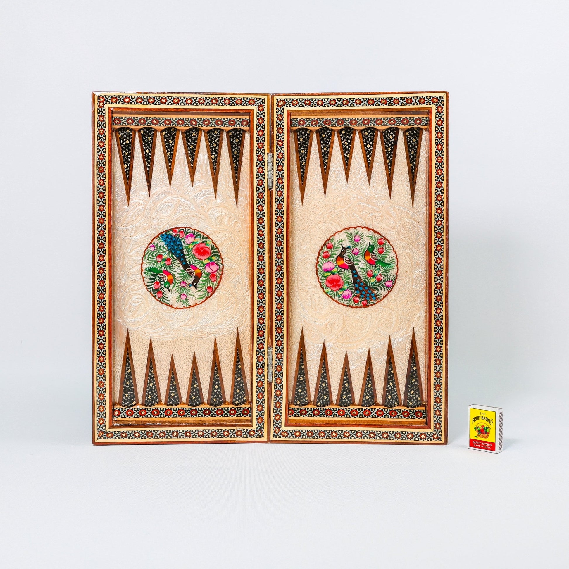 Backgammon & Chess Board - Size 40 - Flower & Bird Design - Khatam Interior - 08 - Meraas Gallery