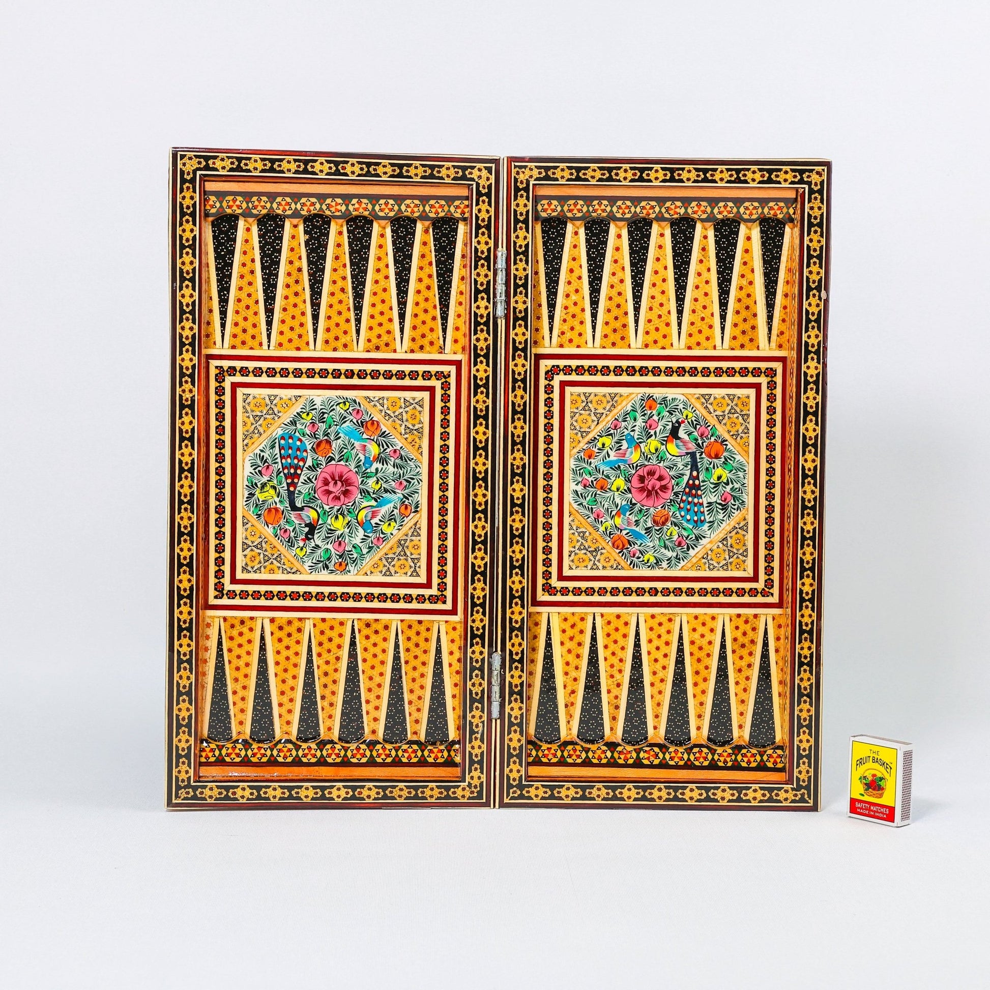 Backgammon & Chess Board - Size 40 - Flower & Bird Design - Khatam Interior - 09 - Meraas Gallery