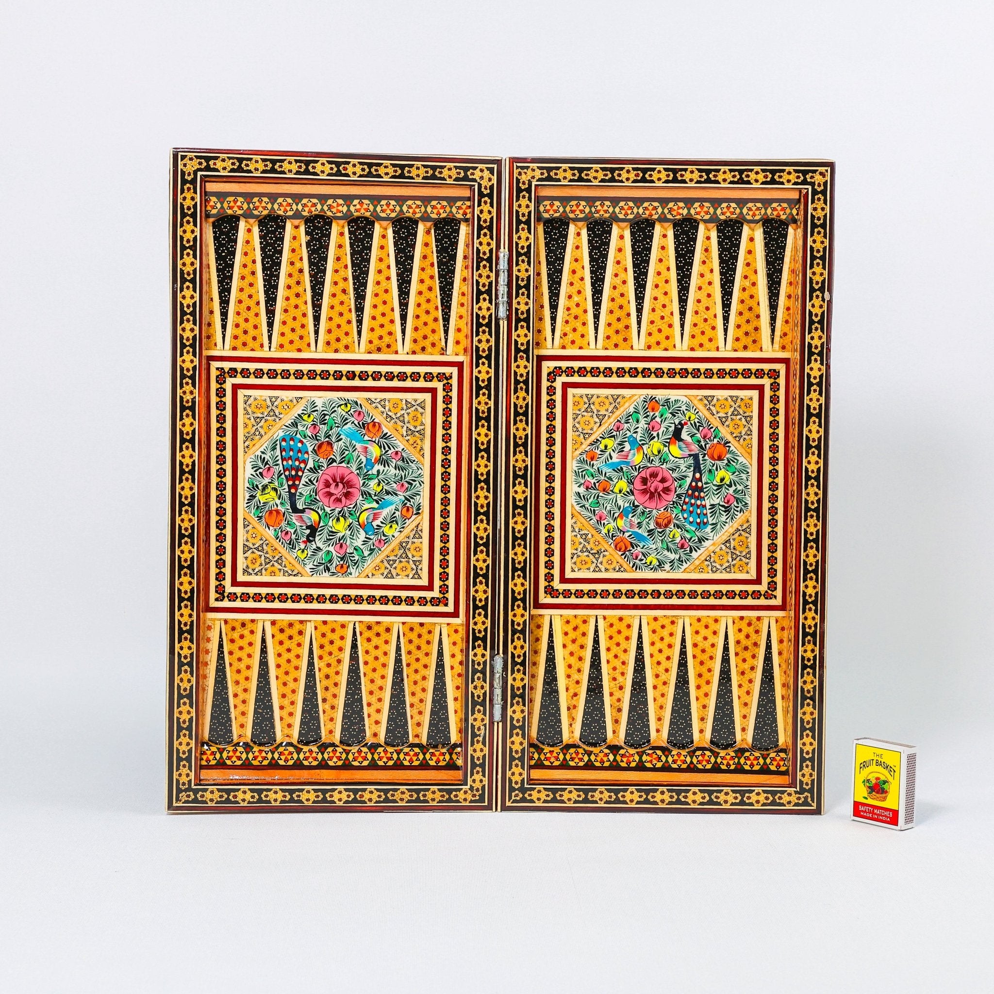 Backgammon & Chess Board - Size 40 - Flower & Bird Design - Khatam Interior - 09 - Meraas Gallery