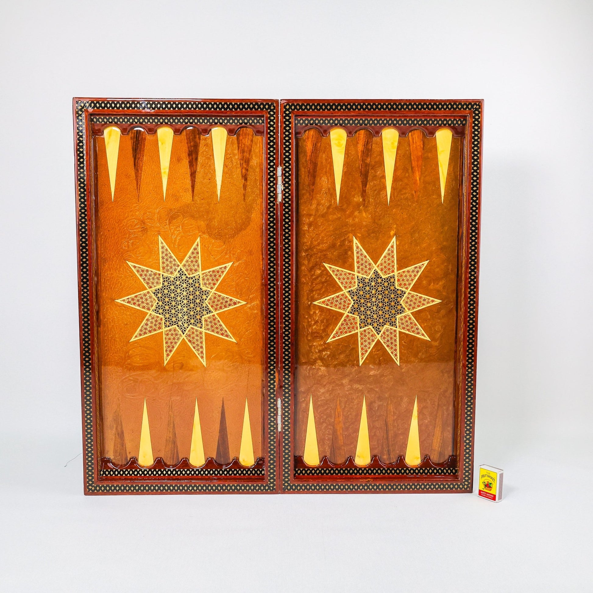 Backgammon & Chess Board - Size 60 - Mother - of - Pearl Interior - Hand - Painted Tazhib Lid - Meraas Gallery