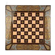 Backgammon & Chess Board - Size 60 - Mother - of - Pearl Interior - Hand - Painted Tazhib Lid - 01 - Meraas Gallery