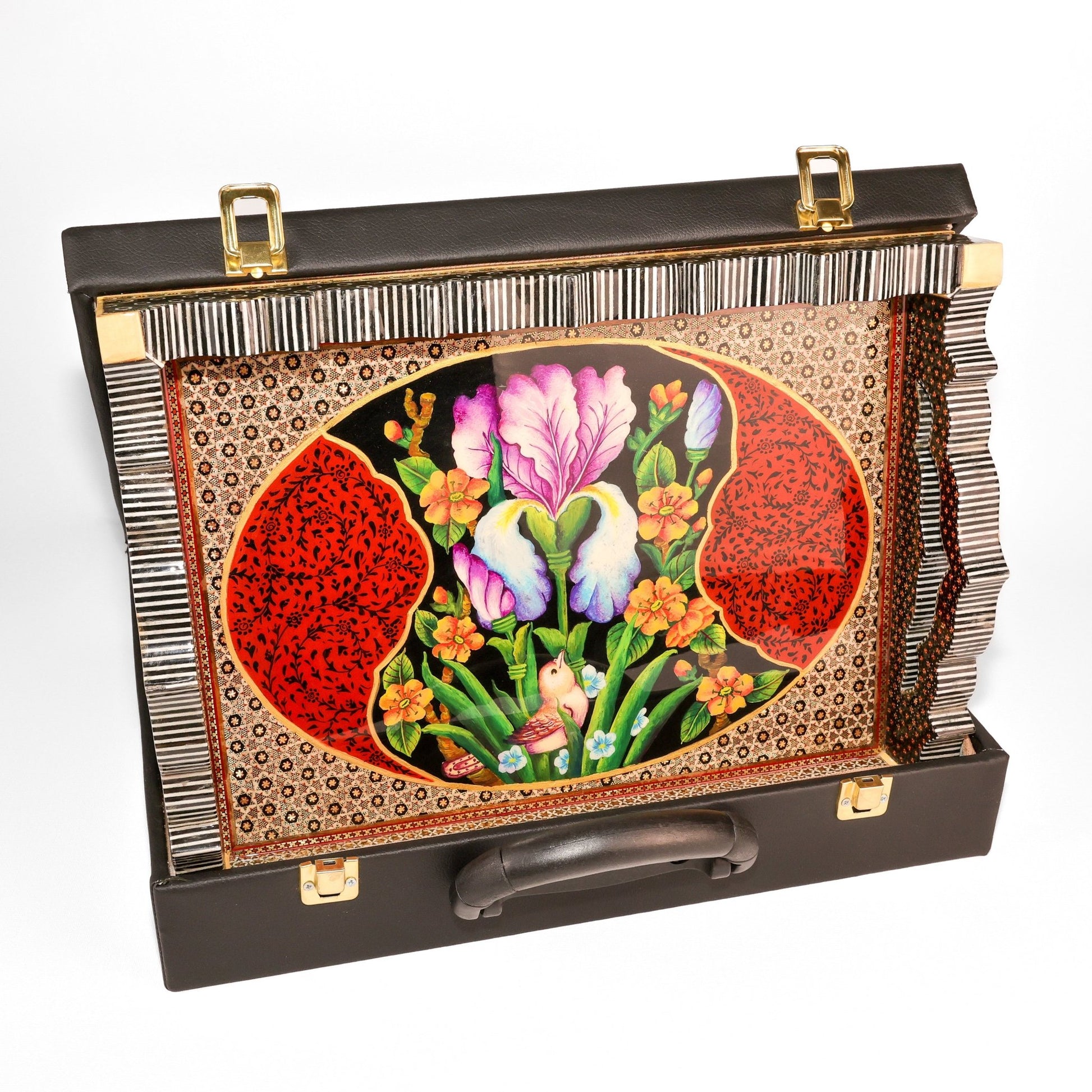 Tray - Rectangular - Full Khatam - Interior with Lattice Design - Hand - Painted Lid - Meraas Gallery