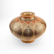 Wide - Mouth Wooden Vessel - Height 23 cm x Width 30 cm - Premium Khatam - Lattice Design - Meraas Gallery