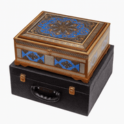 Box - Size 30x40 - Premium Khatam - Tazhib Lid - Khatam Interior - With Leather Case - Meraas Gallery
