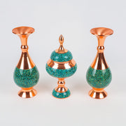 Set - Vase Size 25 & Candy Dish Size 24 - Turquoise Inlay - Meraas Gallery