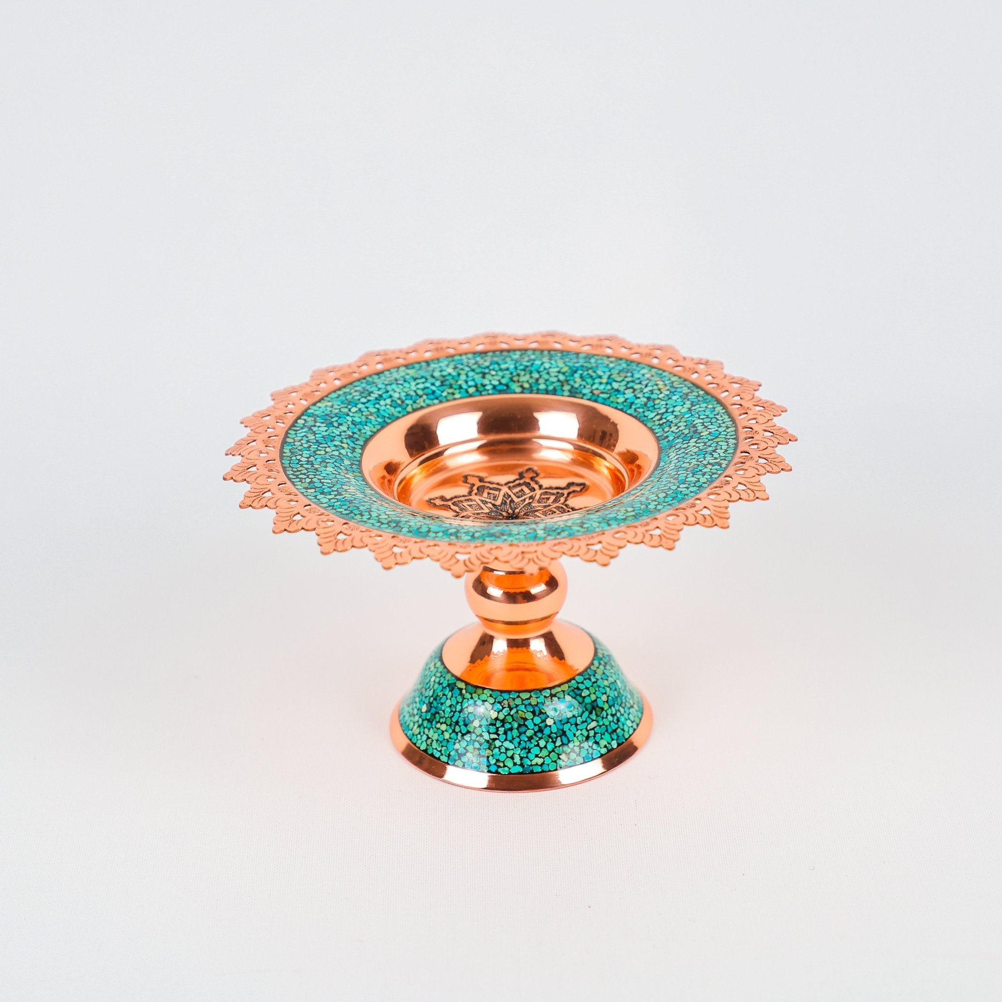 Sweet Dish - Double Openwork Rim - Turquoise Inlay - Meraas Gallery