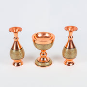 Set - Vase Size 20 & Sangab Bowl Size 16 - Copper with Khatam - Meraas Gallery